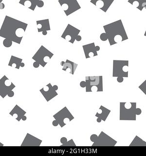 Motivo senza giunture in bianco e nero con pezzi di puzzle doodle. Modello di design per carta da parati, confezionamento, tessuto Illustrazione Vettoriale