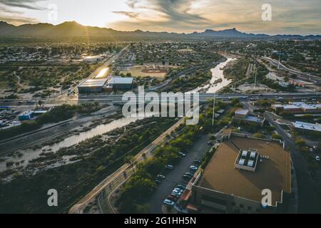 Colpo di drone di Tucson, Arizona Foto Stock