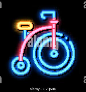 Illustrazione dell'icona del bagliore al neon di Penny Farthing Illustrazione Vettoriale