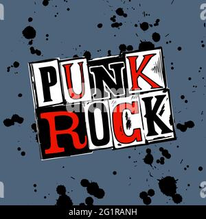 Set di punk rock. Punks non parole morte ed elementi di disegno. Illustrazione vettoriale Illustrazione Vettoriale