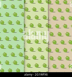 Set di motivi di cocco senza cuciture. Motivo di cocco con tre opzioni. Ripetere lo sfondo del modello. Motivo sfondo. Palme da cocco Illustrazione Vettoriale