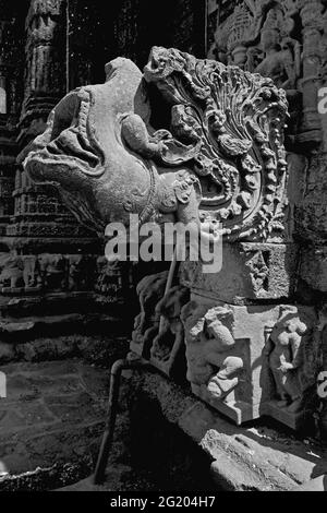 16 Apr 2009 Gomukh una bocca di mucca fatta di pietra al tempio Shri Gondeshvar Shiva è un santuario pancharatna cinque costruito dalla dinastia Yadava-nella città di Sinnar di Foto Stock