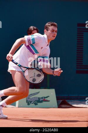 Tennista rumeno Dinu Pescariu, Roland Garros, Francia 1990 Foto Stock