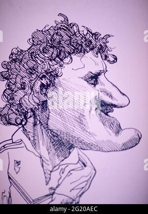 Caricatura del tennista svedese Mats Wilander, anni '90 Foto Stock