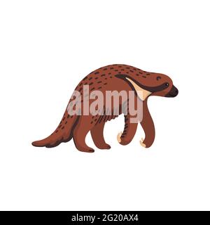 Animali. Megalonyx. Preistorico estinto nord-americano gigantesco terreno sloth, Jefferson sloth. Illustrazione vettoriale in stile piatto isolata su bianco Illustrazione Vettoriale