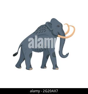 Animali. Mammut colombiano. Elefante americano estinto preistorico Figura vettoriale in stile piatto isolato su sfondo bianco Illustrazione Vettoriale