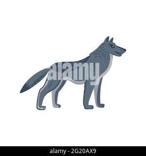 Animali. Dive lupo. Lupo americano estinto preistorico. Illustrazione vettoriale in stile piatto isolata su sfondo bianco Illustrazione Vettoriale