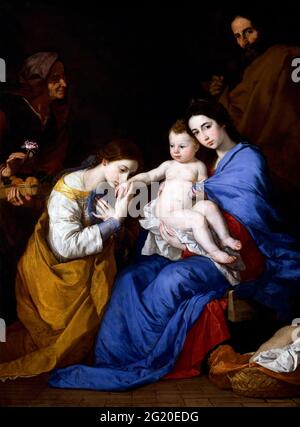 La Sacra Famiglia con i Santi Anna e Caterina d'Alessandria di Jusepe de Ribera (Jose de Ribera c.1588/91- 1652/6), olio su tela, 1648 Foto Stock