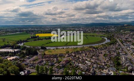 Una vista aerea della città di Stirling nella Scozia centrale, Regno Unito Foto Stock