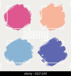 Un insieme di sfondi astratti. Pennellate di inchiostro con bordi irregolari. Immagine con una spazzola asciutta. Illustrazione Vettoriale