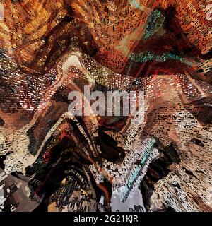 Grafica frattale per grafica creativa, vortici metalliche e spruzzi di colore schiumoso Foto Stock