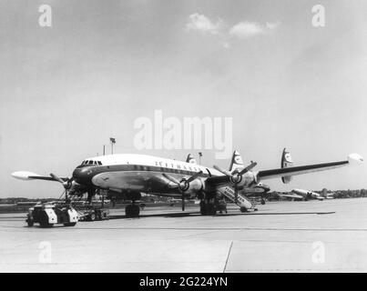 Trasporto / trasporto, aviazione, aeromobili commerciali, Lockheed L-1049 "Super Constellation", DIRITTI-AGGIUNTIVI-AUTORIZZAZIONE-INFORMAZIONI-NON-DISPONIBILE Foto Stock