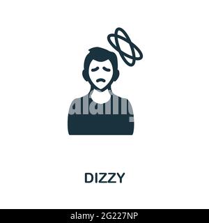 Icona di capogiro. Elemento semplice monocromatico dalla raccolta dei sintomi del coronavirus. Icona Dizzy creativa per il web design, modelli, infografiche e altro ancora Illustrazione Vettoriale