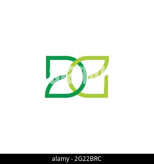 lettera ge verde foglia logo geometrico vettore Illustrazione Vettoriale
