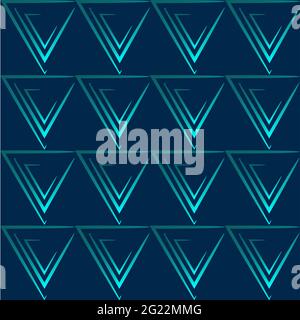 Schema geometrico astratto. Triangoli turchesi su sfondo blu scuro. Adatto per tessuti, biglietti d'auguri, biglietti d'invito, carta da imballaggio. Illustrazione Vettoriale