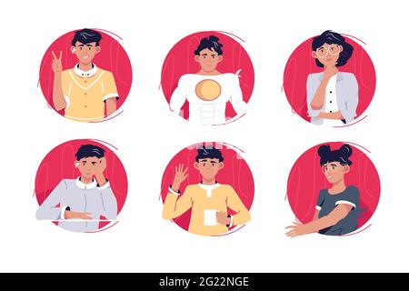 Cerchio avatar di persone diverse Illustrazione Vettoriale