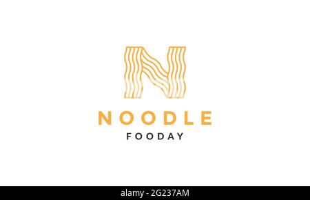 Lettera N per il simbolo del logo Noodle disegno grafico dell'icona vettoriale Illustrazione Vettoriale