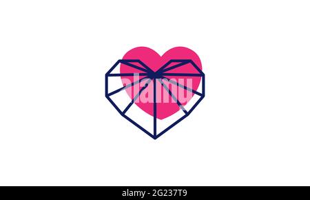 linee amore forma origami astratto logo simbolo vettore icona illustrazione grafica disegno Illustrazione Vettoriale