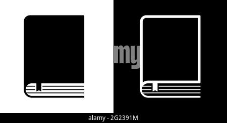 Libro con icona vettore segnalibro piccolo o simbolo riempito e versione contorno Illustrazione Vettoriale