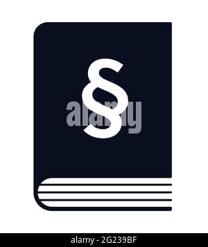 Libro con simbolo di paragrafo grande icona di illustrazione vettoriale per il tribunale e la giustizia Illustrazione Vettoriale