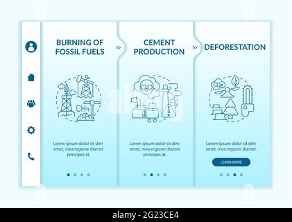 Modello vettoriale di onboarding per le emissioni di carbonio antropogeniche Illustrazione Vettoriale