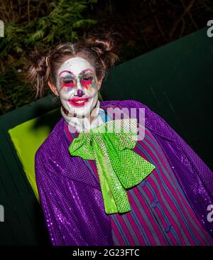 Alton Towers spaventa gli attori durante Scarefest Scarpe Fest Inc gli antenati di Alton e il Freak Show di Halloween paura Foto Stock