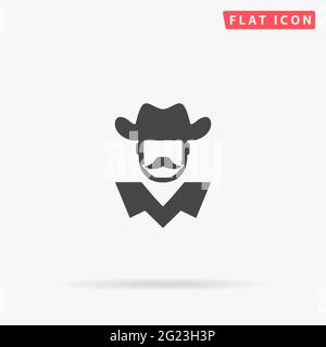 American Cowboy, icona vettore piatto sceriffo. Illustrazioni di design disegnate a mano. Illustrazione Vettoriale