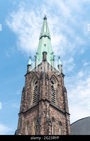 Campanile nella Jarvis Street Baptist Church a Toronto, Canada. L'edificio coloniale e' un punto di riferimento storico della citta' Foto Stock