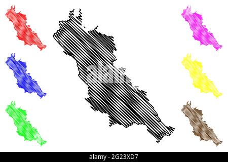 Essex County, Commonwealth of Virginia (Stati Uniti, Stati Uniti d'America, Stati Uniti, Stati Uniti, Stati Uniti) mappa vettoriale illustrazione, scrimble schizzo Essex mappa Illustrazione Vettoriale