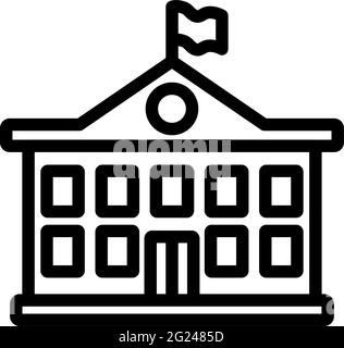 Icona di edificio scolastico. Design del contorno in grassetto modificabile. Illustrazione vettoriale. Illustrazione Vettoriale
