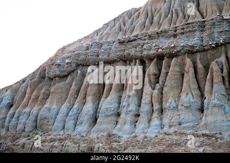 Modelli di roccia vulcanica nel distretto di Kula di Manisa, Turchia paese Foto Stock