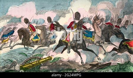 La battaglia di Eutaw Springs, 8 settembre 1781, durante la guerra rivoluzionaria americana (1775-1783). Da una storia illuminata del Nord America, dal primo periodo al presente, pubblicato 1860. Foto Stock