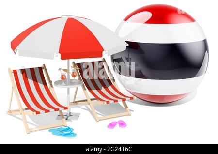 Thai Resorts, Thailandia Vacanze, Tours, pacchetti viaggio concetto. Rendering 3D isolato su sfondo bianco Foto Stock