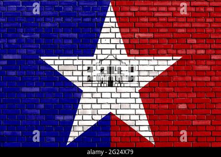 Bandiera di San Antonio, Texas dipinto su muro di mattoni Foto Stock