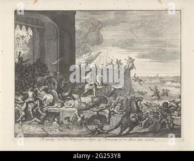 La Furie francese ad Anversa, 1583; D'Assessment dell'Hertog van Anjou ad Anversa, nel 1583. Non riuscito. La Furie francese ad Anversa, 17 gennaio 1583. I soldati francesi saccheggiatori del Duca d'Angiò sono cacciati dalla porta di Kipdorp dalla città. Foto Stock