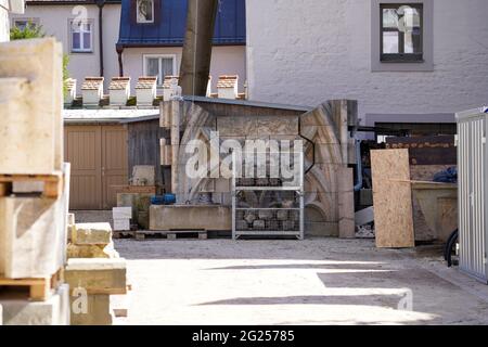 Dombauhütte è uno scalemasone specializzato nel restauro della Cattedrale di Ratisbona Foto Stock