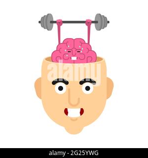 Palestra Head and Brain. Potenzia il tuo cervello. Cervello e Barbell Illustrazione Vettoriale