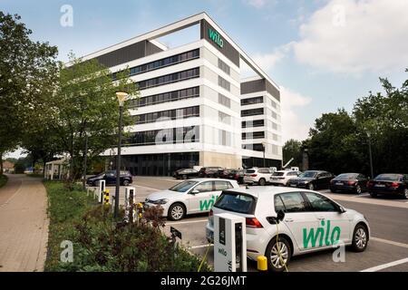 Dortmund, Germania, 8 giugno 2021: WILO Future Office a Wilo-Park, sede di WILO se, produttore di pompe e sistemi di pompe a Dortmund, Nord Reno-Westfalia, Germania --- Dortmund, 08.06.2021: WILO Future Office im Wilo-Park, Firmensitz der WILO se, Hersteller von Pumpen und Pumpene in Dortmund, Germania Foto Stock