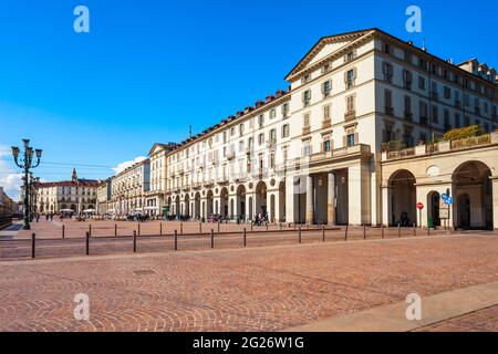 Piazza Vittorio Veneto è una piazza principale nella città di Torino, la regione Piemonte del nord Italia Foto Stock