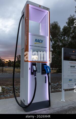 Stazione di ricarica per veicoli elettrici, Euroa, Victoria Foto Stock