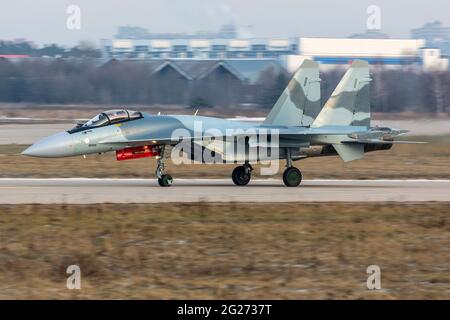 Su-35S combattente jet della Egyptian Air Force Taxiing, Zhukovsky, Russia. Foto Stock