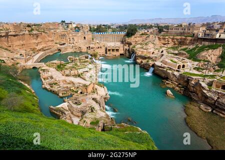 I mulini ad acqua Shushtar sono i migliori che operino per usare l'acqua nei periodi antichi. / elenco dei Siti Patrimonio Mondiale dell'UNESCO. Foto Stock