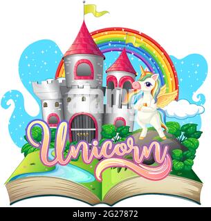 Libro a comparsa 3D con illustrazione del tema delle fiabe Illustrazione Vettoriale