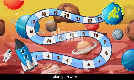 Serpente e scale modello di gioco con spazio tema illustrazione Illustrazione Vettoriale