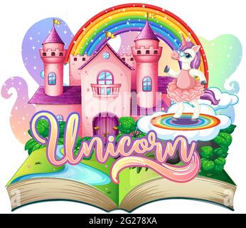Libro a comparsa 3D con illustrazione del tema delle fiabe Illustrazione Vettoriale