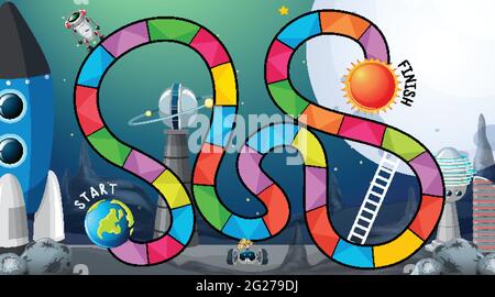 Serpente e scale modello di gioco con spazio tema illustrazione Illustrazione Vettoriale