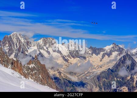 Glacier du Talefre visto da la Vallee Blanche, Francia. Foto Stock