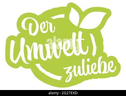 file vettoriale eps moderno francobollo rotondo verde con foglie, testo bianco per l'ambiente (testo in tedesco) Illustrazione Vettoriale