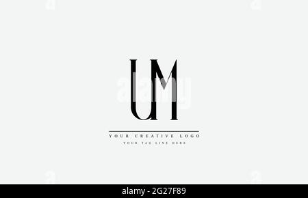 MODELLO monogramma DEL logo vettoriale astratto UM U M. Illustrazione Vettoriale