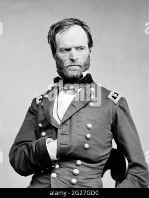 Ritratto del generale dell'Unione William Tecumseh Sherman nella sua divisa dell'esercito federale. Foto Stock